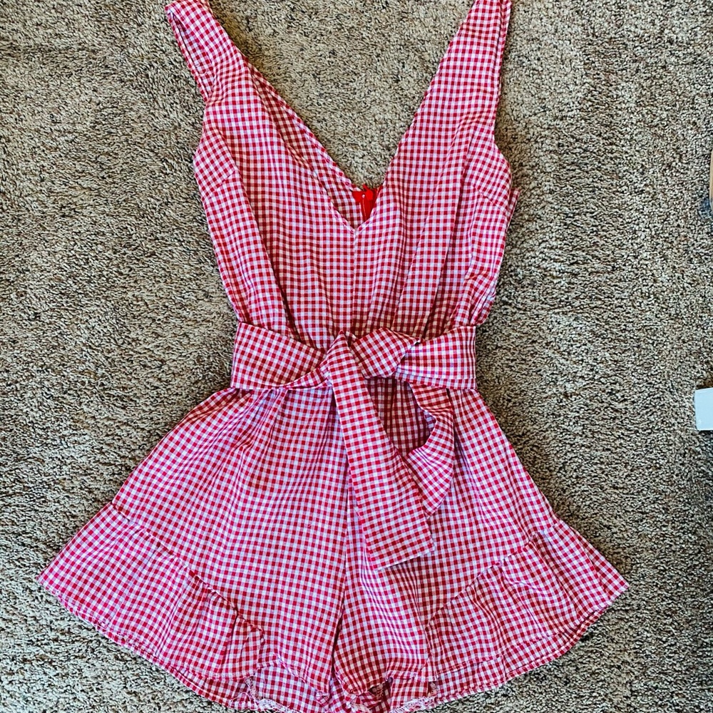 Red & White Checkered Romper